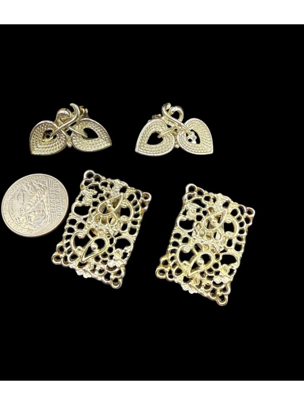 Vintage 80s Silver-Tone Clip-On Earrings Lot 8 Pairs Runway Chunky Big - Picture 8 of 10